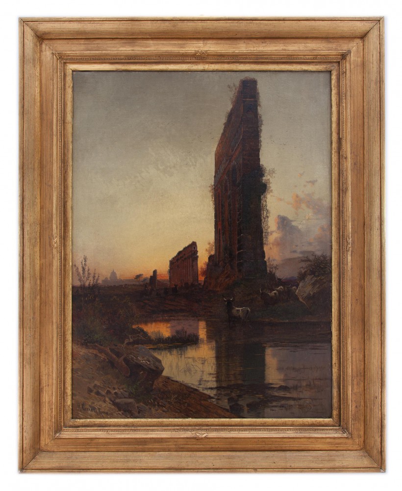herman corrodi: Tramonto sull acquedotto romano